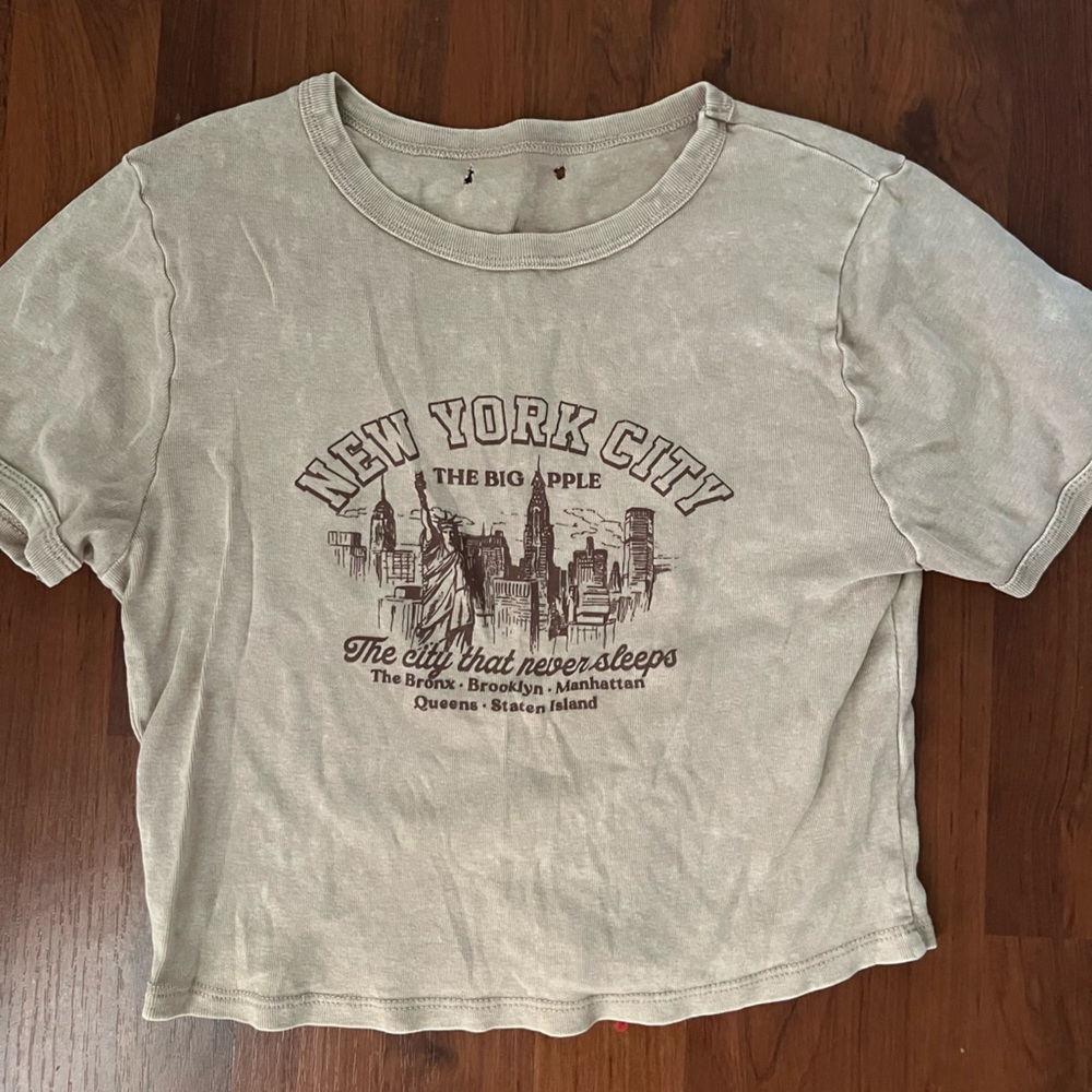 Beige New York City Graphic Baby Tee